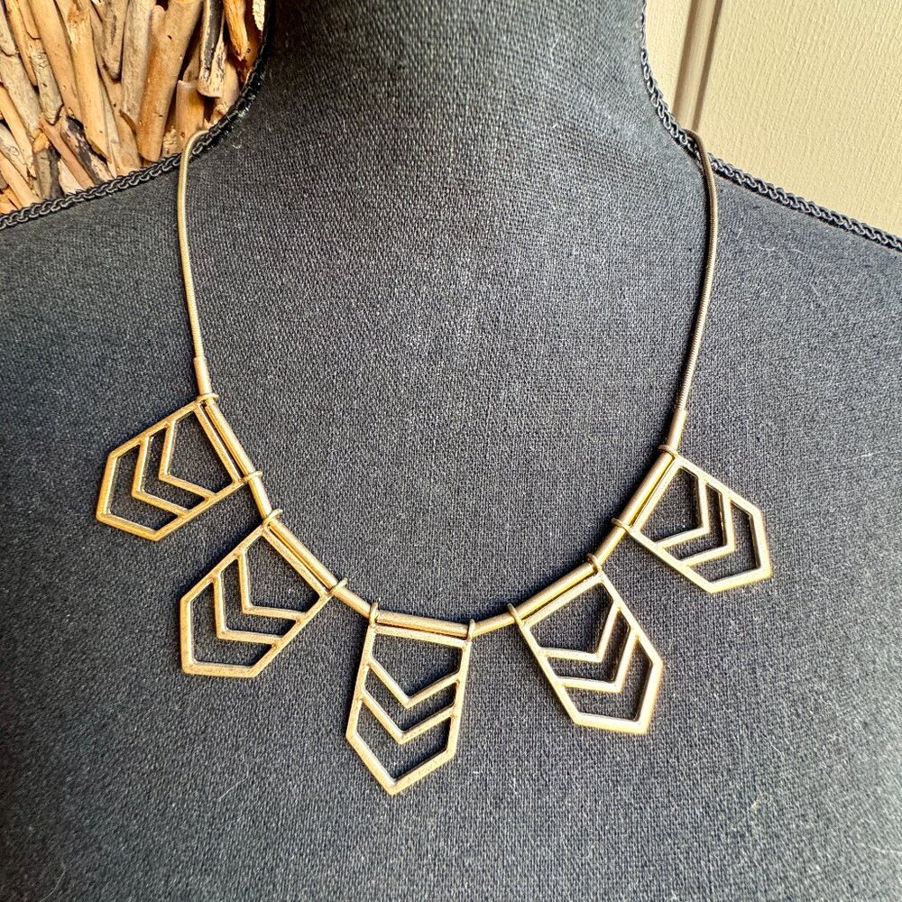 Plunder Gold-Tone Chevron Linked Snake Chain Necklace 20-22"